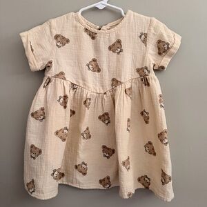 Quincy Mae Cream Brielle Teddy Bear Dress - 2-3yr